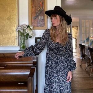 Onirik 100% Cotton Black Floral Dress